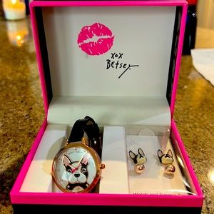 Betsy Johnson watch and matching earrings